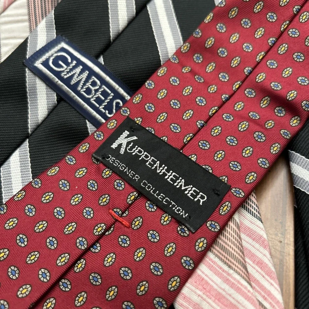 Lot 10 Vintage Necktie 3 Inch Blue Brown Mauve Pink Stripes